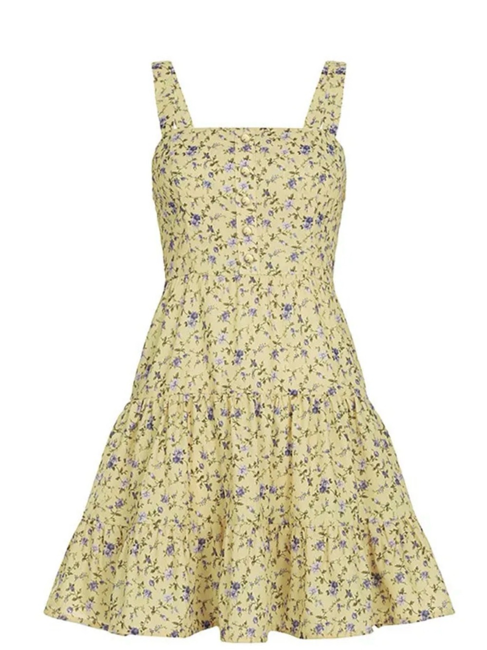Forever 21 Yellow Sundress with Blue Floral Print